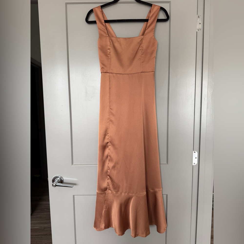 Claire Midi Dress by Show Me Your MuMu in “Copper Luxe Satin” sz XS
